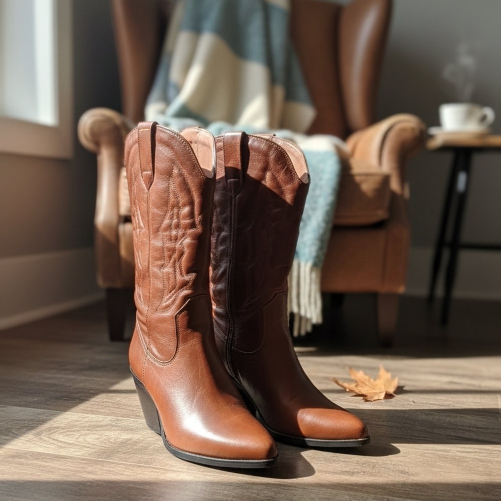 Brown Leather Western Boots